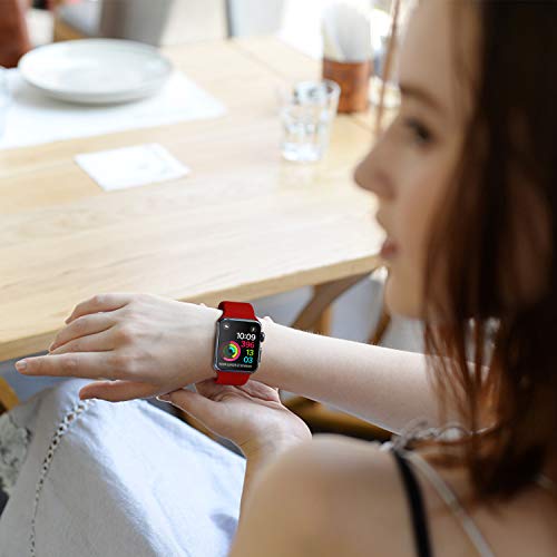 IDON Smart Watch Band, Soft Silicone Replacement Sports Band for Apple Watch Band Series 3/2/1, 42mm Apple Watch All Models (S/M,Wine Red)