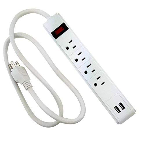 JCHB 4-Outlet+2-Port USB Surge Protective Devices Power Outlet