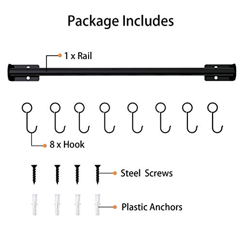 24 Inch Black Pipe Pot Rack Wall Mounted，Pots and Pans Hanging