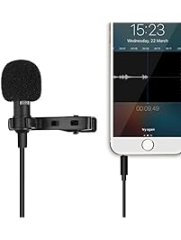 PLAY X STORE Lapel Omnidirectional Condenser Microphone Recording Clip On Mini Mic For IPhone And Android Mobile Phone,Tablet & PC With 1.5 Meters Cable (BALCK)