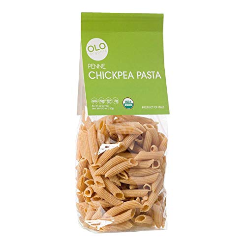 Olo Organic Chickpea Pasta - 2-Pack 8.82 oz Plant-Based, Bronze-Cut Pasta - High Protein Gluten-Free - PENNE- Ideal for Healthy and Quick Meals - Crafted in Italy