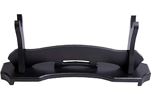 BiJun Sword Stand Katana Stand, Black Wood Sword Display Stand Katana Wall Mount Holder Gladiator Sword Wall Display Crusader Sword Stand Knife Hanger Bracket Rack