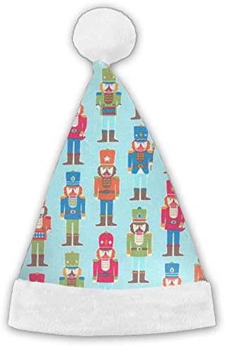 Ugly Crazy Soldier Figurine Nutcracker Pattern Red And White Christmas Holiday Santa Hat For Both Kids Toddler And Adults Mens Party Gifts