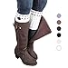Sunward Women's Button Stripe Crochet Knitted Boot Cuffs Short Leg Warmers Socks (White)