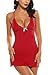 Avidlove Sleepwear Womens Chemise Sexy Nightie Full Slip Lace Babydoll Dress Red X-Large