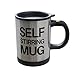 Self Stirring Mug- Reusable Auto Mixing Cup with Travel Lid for Protein Mix, Bulletproof Coffee, Chocolate Milk, Hot Cocoa by Chef Buddy, 15 oz