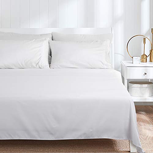 COHOME Queen Bed Sheets Set 4 Piece, Microfiber 1800 Thread Count Luxury Egyptian Sheets-Stain Wrinkle Fade Resistant, Hypoallergenic 16 inch Deep Pocket Bedding Set (White)