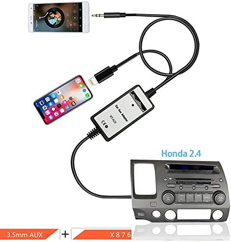 Shine Honda 2.4 AUX Adapter Mp3 Player, Car Charging & Playing Music Digital Music CD Changer 3.5mm Compatible for iPX/ 8/7 for CRV Accord Civic Element Odyssey Pilot S2000 Fit Acura MDX CSX RDX TSX