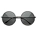 zeroUV Super Large Oversized Metal Round Circle Sunglasses (Black Smoke)