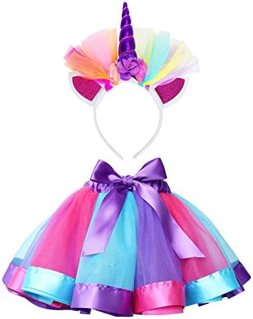 Rainbow Tutu Skirts Unicorn Headband Little Girls - Unicorn Costumes