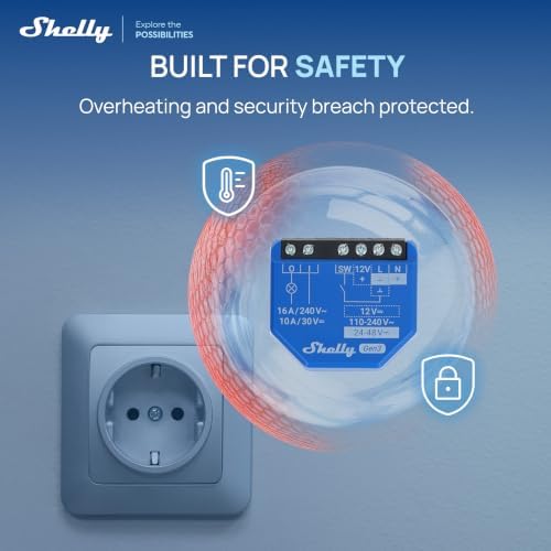 1 Gen3 - Wi-Fi & Matter Interruttore Intelligente Relé, 1 Canale, 16А, Contatto Pulito, Controllo Remoto e Automazione, Porta del Garage, Nessun Hub Richiesto, Alexa, Google Home (2 Pezzi)