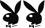 2 Playboy Bunny Logo Vinyl Decal Sticker Auto Car Black