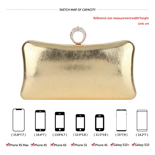Fawzia Woman Evening Clutch With Rings Knuckle Purses And Handbag-Gold