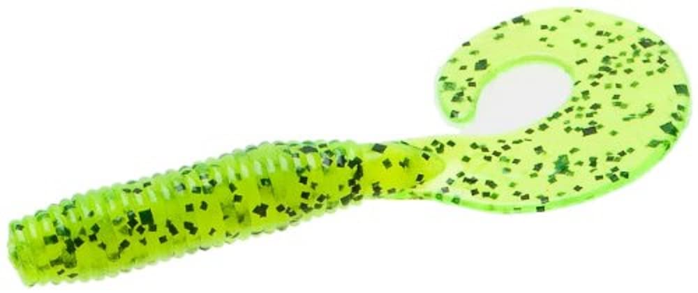 Zoom Bait 011009 Fat A-Poundert Curly Tail Grub, 3-Inch, 10-Pack, Chartreuse Pepper, One Size (011-009)