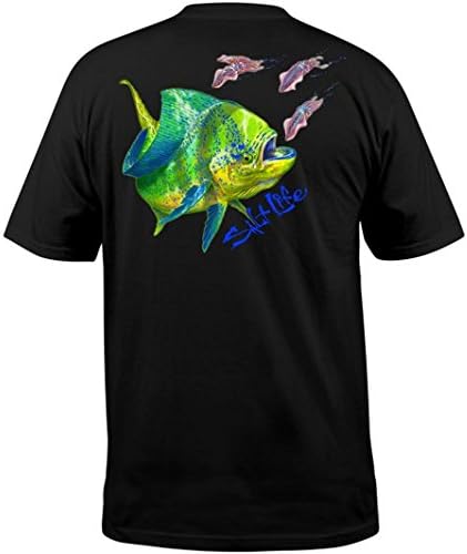 Salt Life Men's Dorado Chase Graphic SS Pocket Tee Shirt Black T-Shirt (Large)
