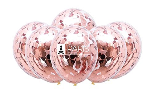 Rose Gold Confetti Balloons | 18 Pack 4 Large Foil balloons, 6 Rose Gold Confetti Pre filled, 8 Solid light Rose gold balloons | Elegant Latex Party Balloons for Weddings, Birthdays, Bridal Showers, B - Thumbnail 2