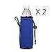 E - Living 500ML (16.9 OZ) Collapsible Neoprene Water Bottle Drawstring Cooler / Coolie / Cover / Insulator / Holder / Huggie / Sleeve - 2 Pack (13 Colors) (Royal Blue)
