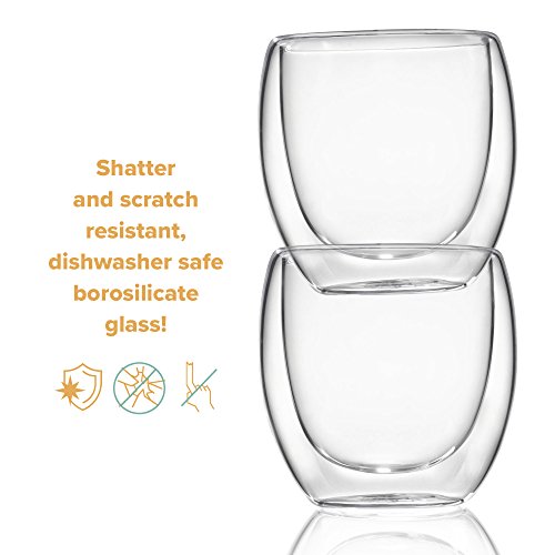 Espresso Shot Glass, Durable Double Walled Espresso Cups, Clear Shot