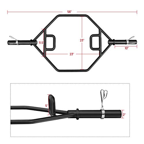 GYMAX Olympic Hex Bar, Folding Trap Bar 56" Chrome Finish Hex Weight