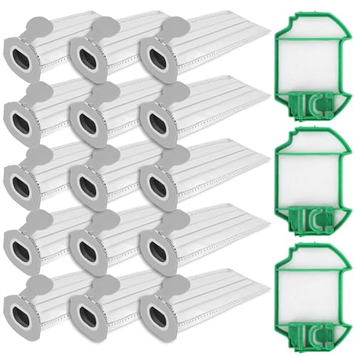 15 Vacuum Cleaner Bags for Vorwerk VK7 FP7 and 3 Hepa Filters, VK7 Kobold Bag for Microfibre Bags, VK7 Filter Bags Accessories, Kobold Bags VK7 Cordless