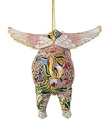 Value Arts Handmade Cloisonne Pink Flying Pig