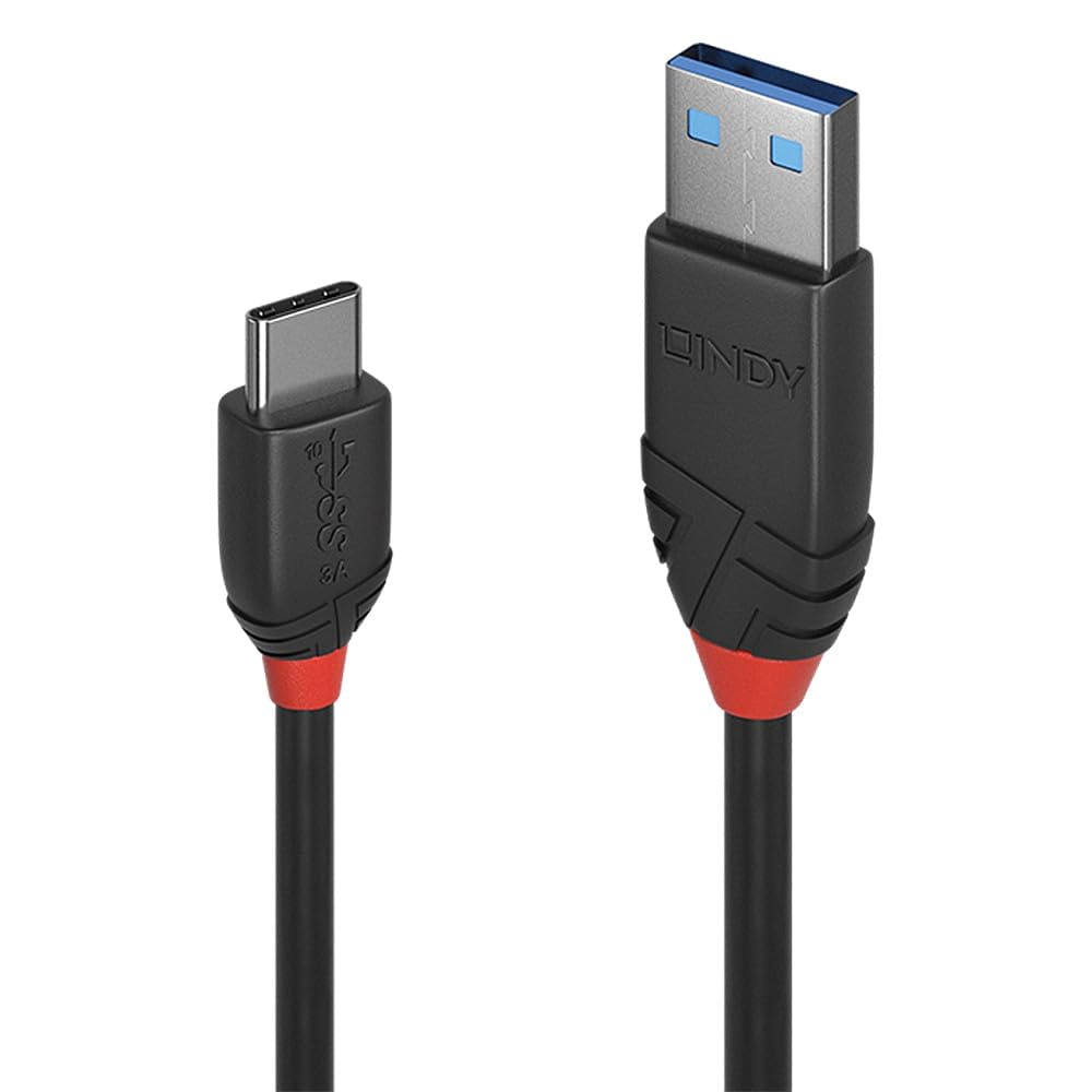LINDY 1.5m USB 3.2 Type A to C Cable, 10Gbps, Black Line