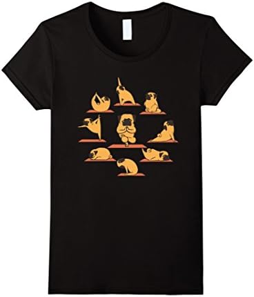 Women's Funny PUG YOGA shirt Medium Black