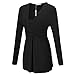 Ladies Tops Long Sleeve Bottom Shirt Pleated Blouses For Work Black XL
