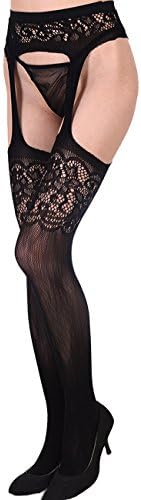 Womens Garter Stocking Fishnet Suspender Pantyhose Patterned net Tights Black