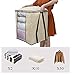 SLEEPING LAMB Large Storage Bag Organizer Breathable Clothes Storage Container with Clear Window for Comforter Pillow Sweater Bedding Dormitory Home, 2 Pack, Beige