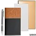 2019 Weekly Pocket Calendar Organizer | Business Polished Chrome Trim Pen & a Notepad Included | 12 Months Week-in-View Planner, Weekly Quotes | All in a Gold Gift Box Set.