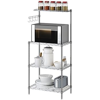 Yontree Steel Rack Kitchen Storage Oven Shelf Kitchen Wire Shelving Silver 13.8x21.7x47.2 Inches