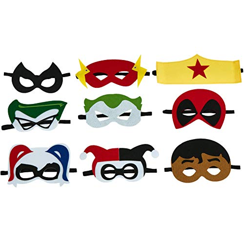 image for Totteri 30pcs Superhero Masks for Kids Birthday Costumes, Felt Mask Pa
