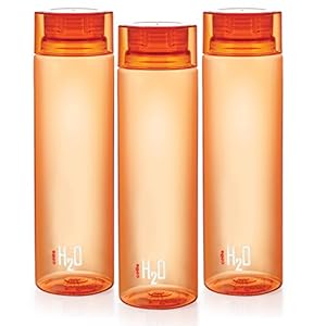 Cello H2O Unbreakable  Bottle , 1 Litre, Set of 3, Orange