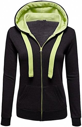 Women Hoodies Zipper Hooded Sweatshirts Long Sleeve Hoodies Pocket Sweatshirts Tops Women Clothing WS126E Black M