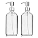 2-Pack Soap Hand Dispenser Glass Bottles Stainless Steel Pumps (16-Oz) Great for Essential Oils, Lotions, Liquid Soaps - Clear Boston Round