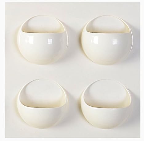 SUOWO Small Adhesive Wall Plastic Kids Storage Organizer Box for Bathroom Living Room Bedside Toiletry Kitchen (Four Holders, Beige)