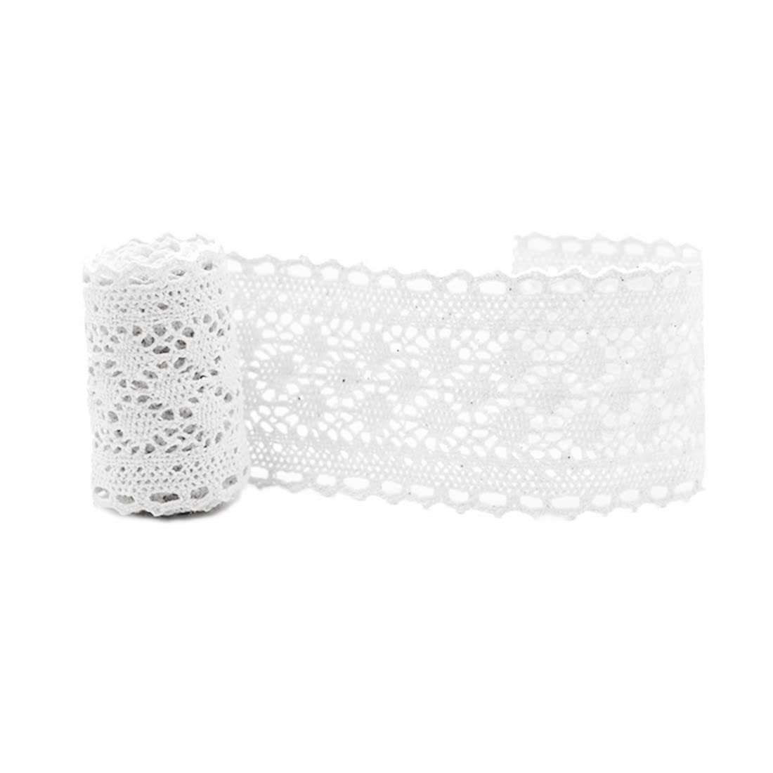 4.5 m Lace Edging Trim Ribbon,Crochet Cotton Lace Trimming,Vintage Lace Ribbon for Sewing Crafts Gift Wrapping 5.7 cm (White)