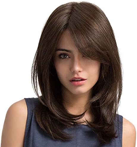 OYIGE Wig for Women Mid-length Curly Hair High Temperature Silk Brown