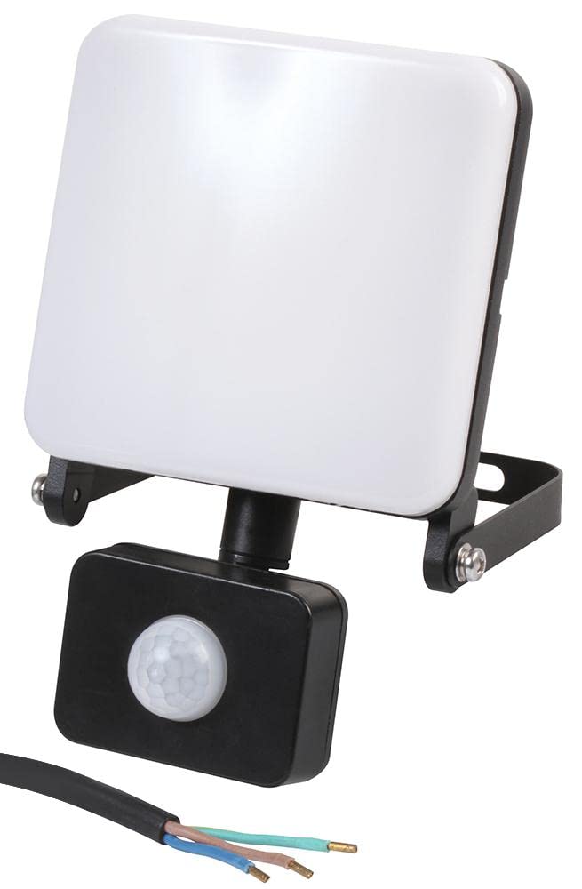 PRO ELEC 20W LED Floodlight with PIR Motion Sensor – 1400lm Daylight White, IP44 Weatherproof, Adjustable Settings, Black – PELL0296