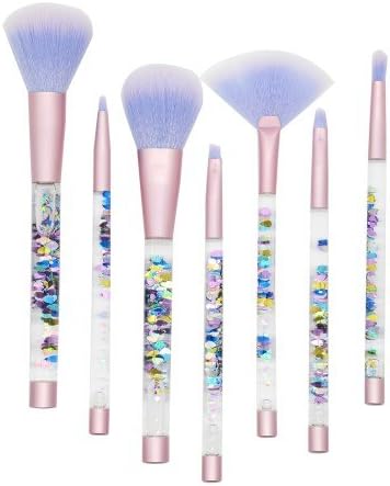 Makeup Brush Sets - TygoMall 7 Pieces Shiny Crystal Liquid Acrylic Handle Nylon Hair Makeup Tool Brush Set With Crystal Bag