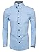 TAM WARE Mens Classic Slim Fit Contrast Inner Long Sleeve Dress Shirts TWNMS314-1-317-SKY-US L