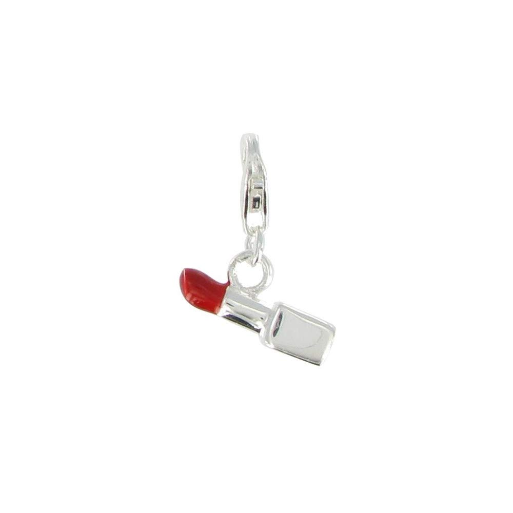 LES POULETTES BIJOUX - Sterling Silver Charms- Red Lipstick - Silver Lobster Clasp