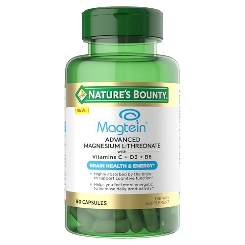 Nature’s Bounty Magnesium L-Threonate – 2,000mg Magtein Per 3 Capsules– Advance…