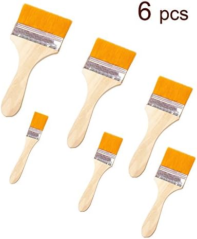 DEEBF 6 Pack Royal Brush Multi-Purpose Golden Taklon Paint Brush Set, Assorted Size, Large Flat Chubby Hog Bristle Children's Tempera and Artist Paint Brushes Artist Paint Brushes,Large Paint Brush