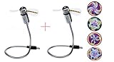 BicycleStore® Silver Mini Portable Flexible Desktop Computer Notebook PC Colorful LED Light USB Fan (2 pcs)