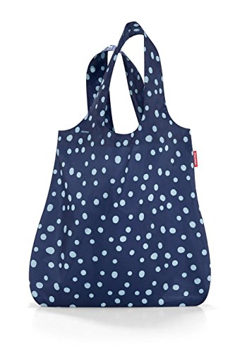 reisenthel Mini Maxi Shopper, Foldable Reusable Shopping Tote with Elastic Band, Spots Navy