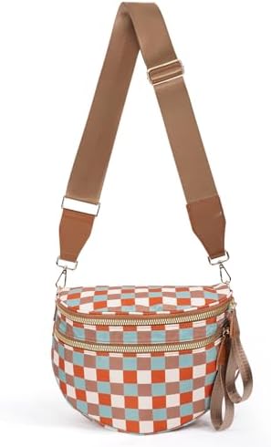 Cream Checkered Shoulder Bag with Multicolor Strap Black & Cream Checkered Sling Bag – Jenna Bee main image 4