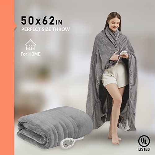 Heated Microplush Blanket with Foot Pocket 3 Heat Settings, Auto Shut