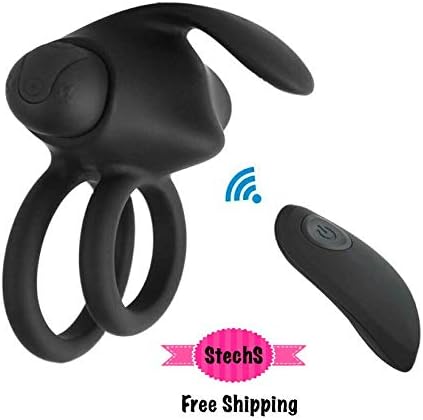 Cordless Remote Control Double Balls Ring Toys for Men Black